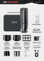 Komplet HiBREW H4C Explorer Black: ekspres, etui, stojak, adaptery do kapsułek, koszyczek na kawę i przewód USB-C
