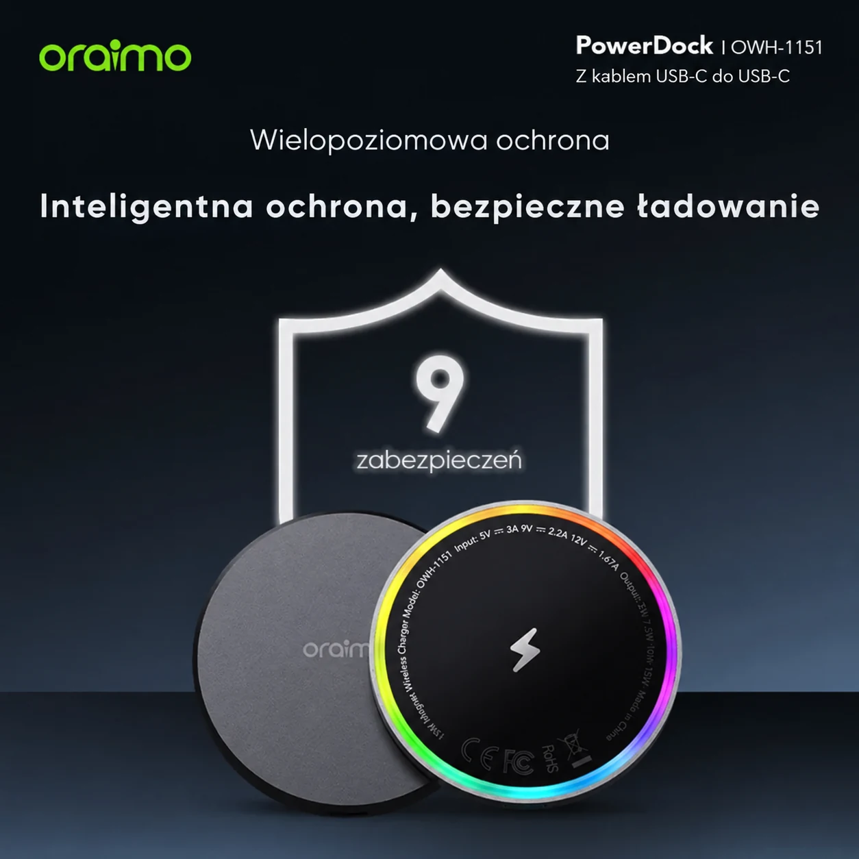 Oraimo PowerDock - dziewięć zabezpieczeń ładowania